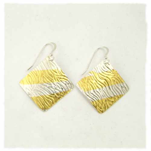 Silver/ gold bark effect earrings
